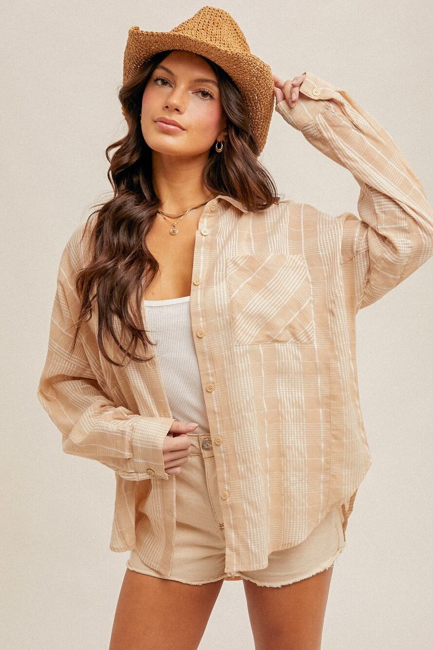 Soft Plaid Oversized Button Down Shirt